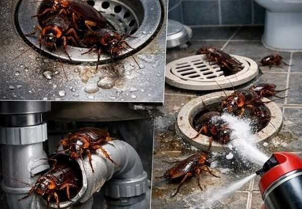 Cafards qui sortent des canalisations